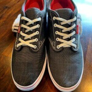 Vans Off The Wall Lace-Up Low Shoes Gray Hot Pink Trim SZ. 9.5